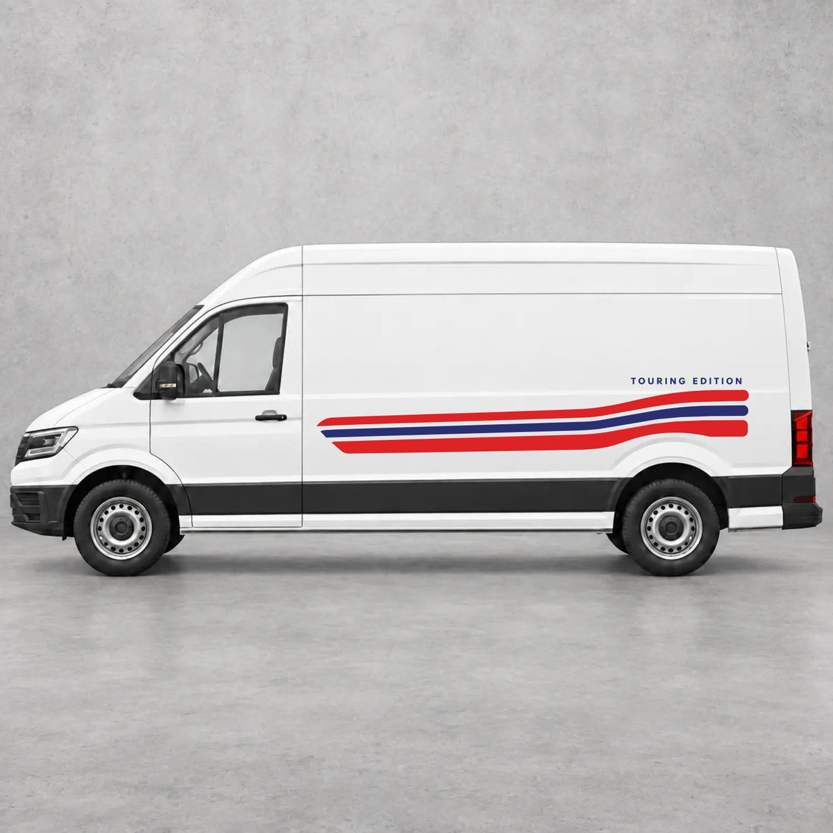 VW Crafter Touring Edition Side Stripes in Red & Navy Blue