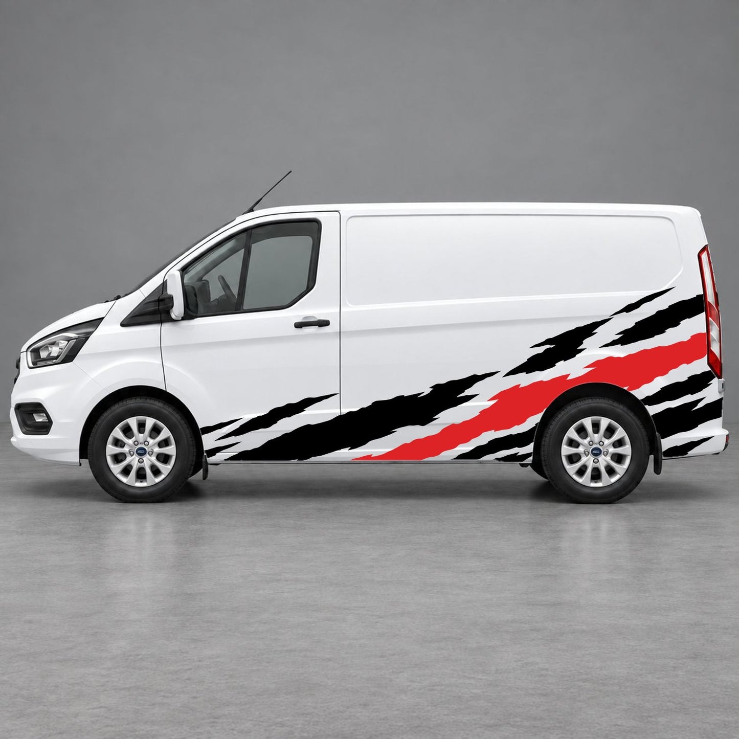 Ford Transit Custom Claw Scratch Side Graphics in Black & Red