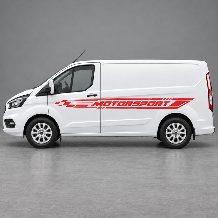 Ford Transit Custom Motorsport Side Stripes in Red