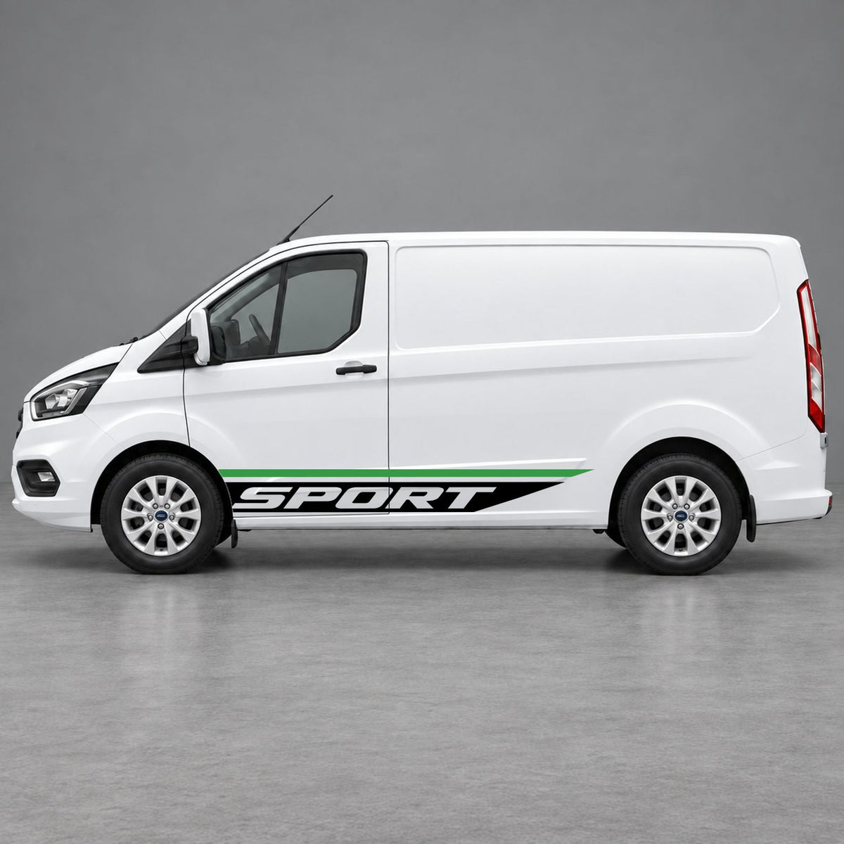 Ford Transit Custom Sport Swoosh Lower Side Stripes in Green & Black