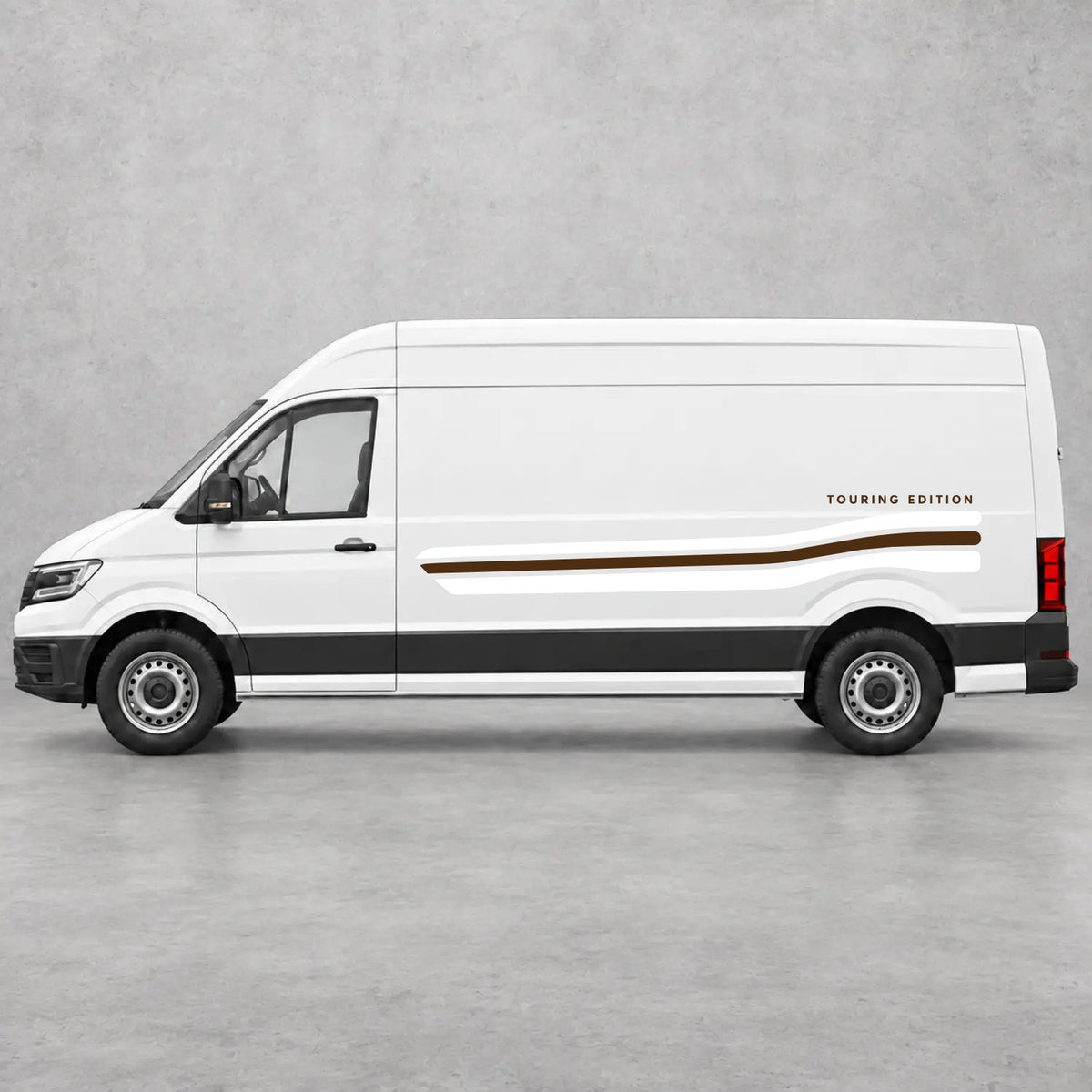VW Crafter Touring Edition Side Stripes in White & Brown