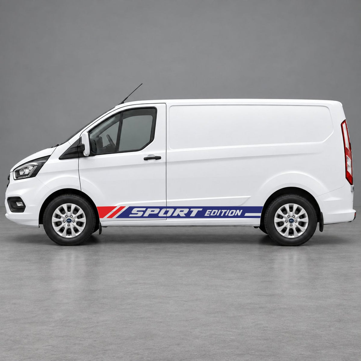Ford Transit Custom Sport Edition Lower Side Graphics in Navy Blue & Red