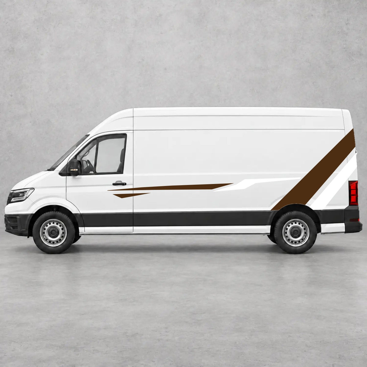 VW Crafter Bold Rear Diagonal Side Stripes in Brown & White