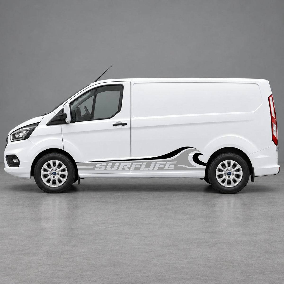 Ford Transit Custom Surflife Wave Side Stripes in Grey & Black