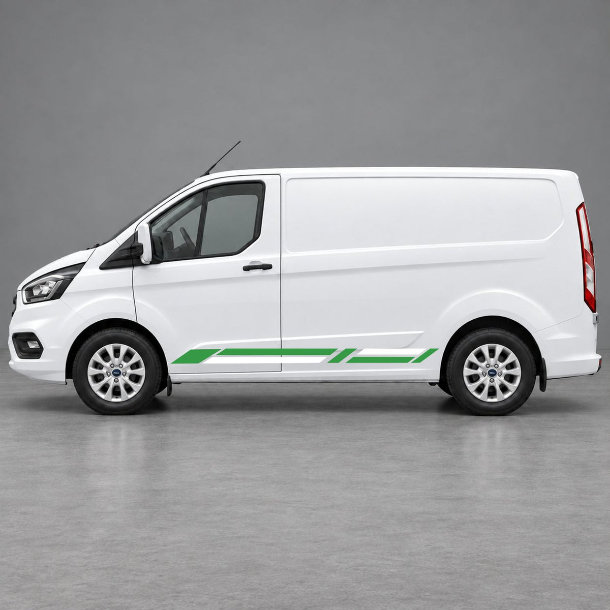Ford Transit Custom Geometric Lower Side Stripes in Green & White