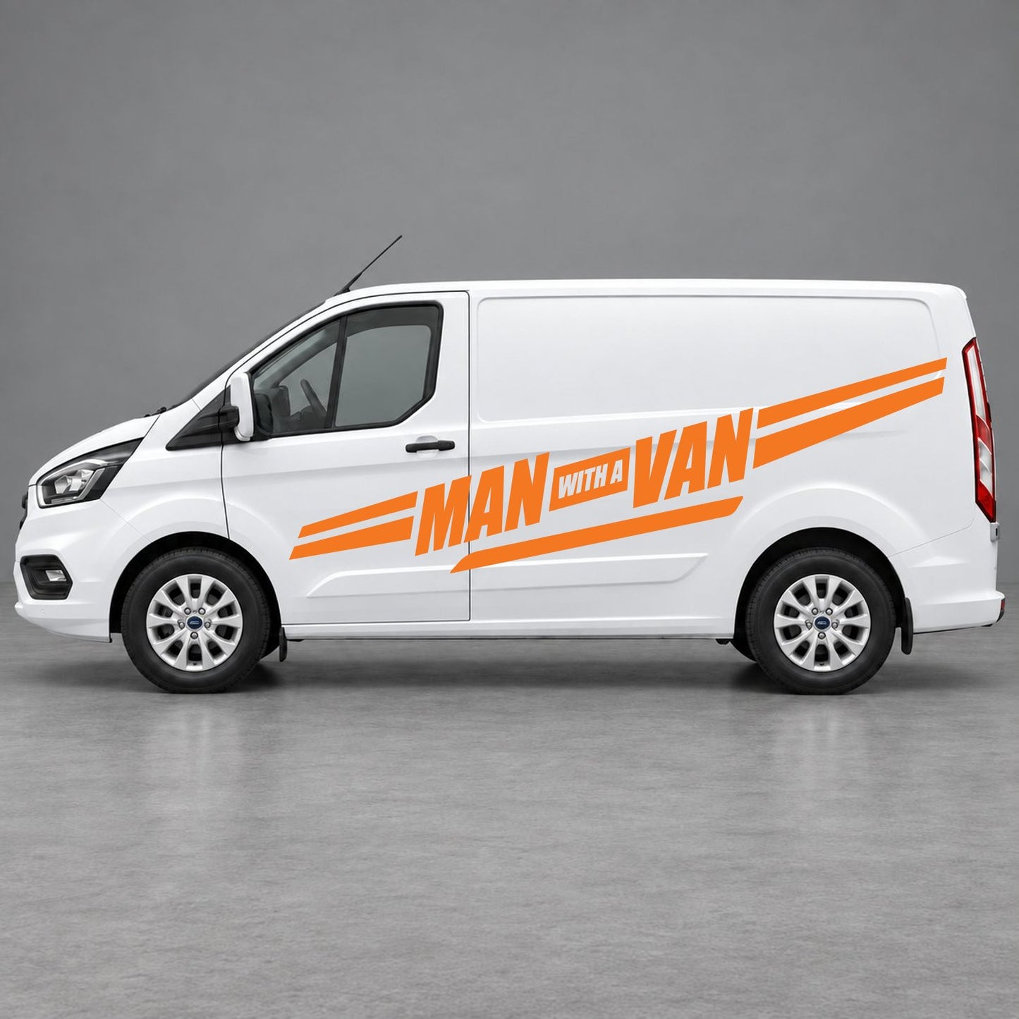 Ford Transit Custom Man with a Van Side Stripes in Orange & Orange