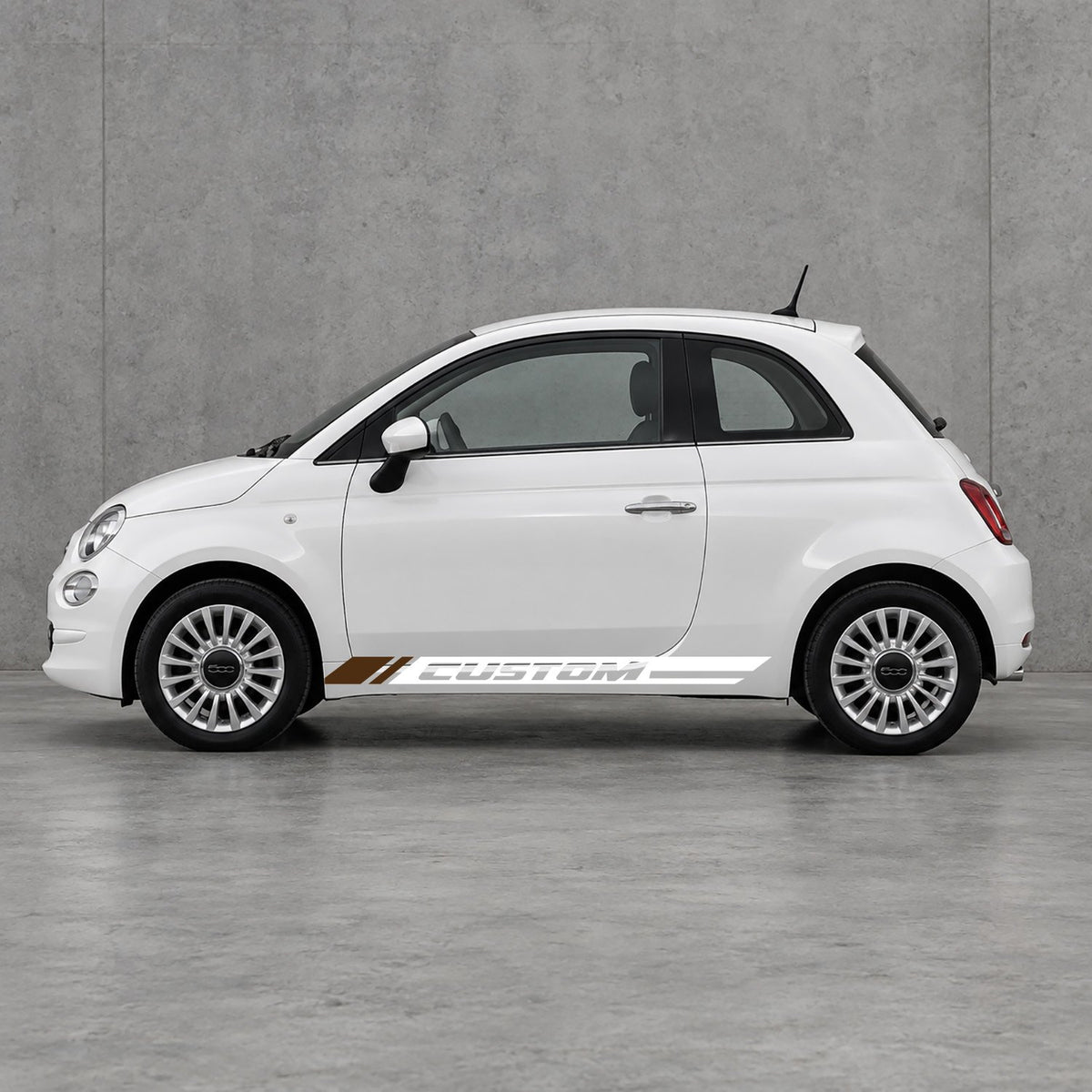 Fiat 500 Custom Lower Side Stripes Kit - Pair Supplied in White & Brown