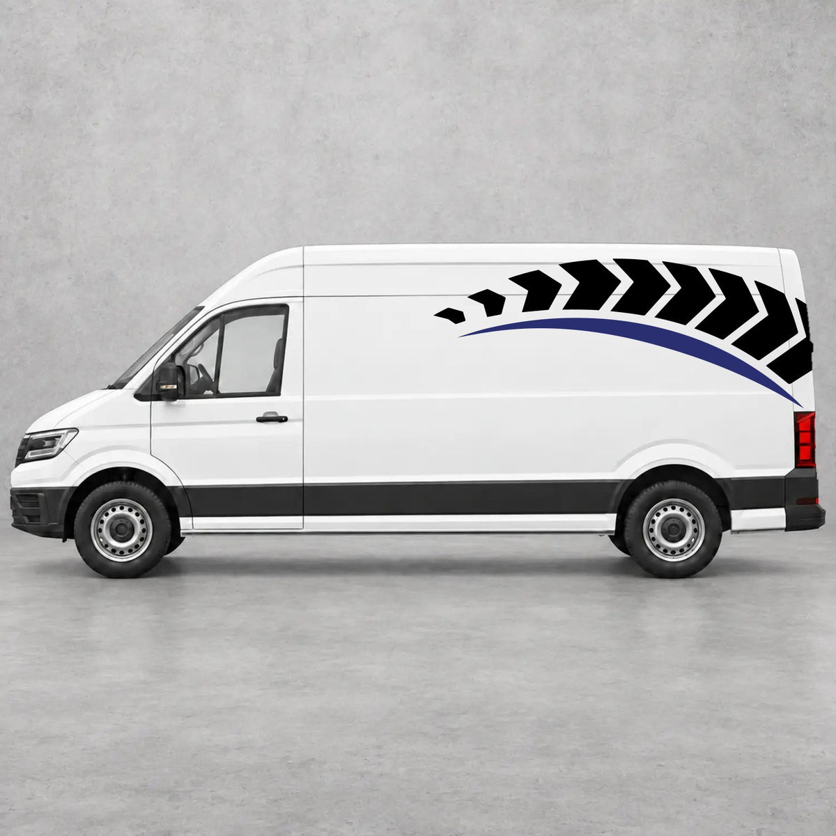 VW Crafter Chevron Track Side Graphics in Black & Navy Blue