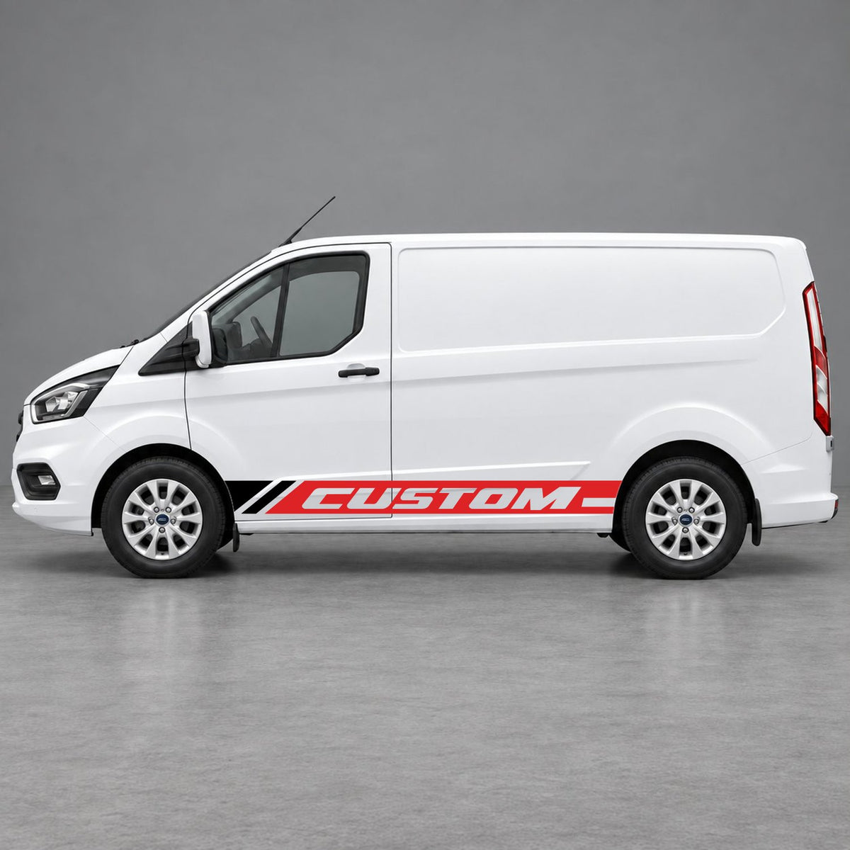 Ford Transit Custom Custom Lower Side Stripes in Red & Black