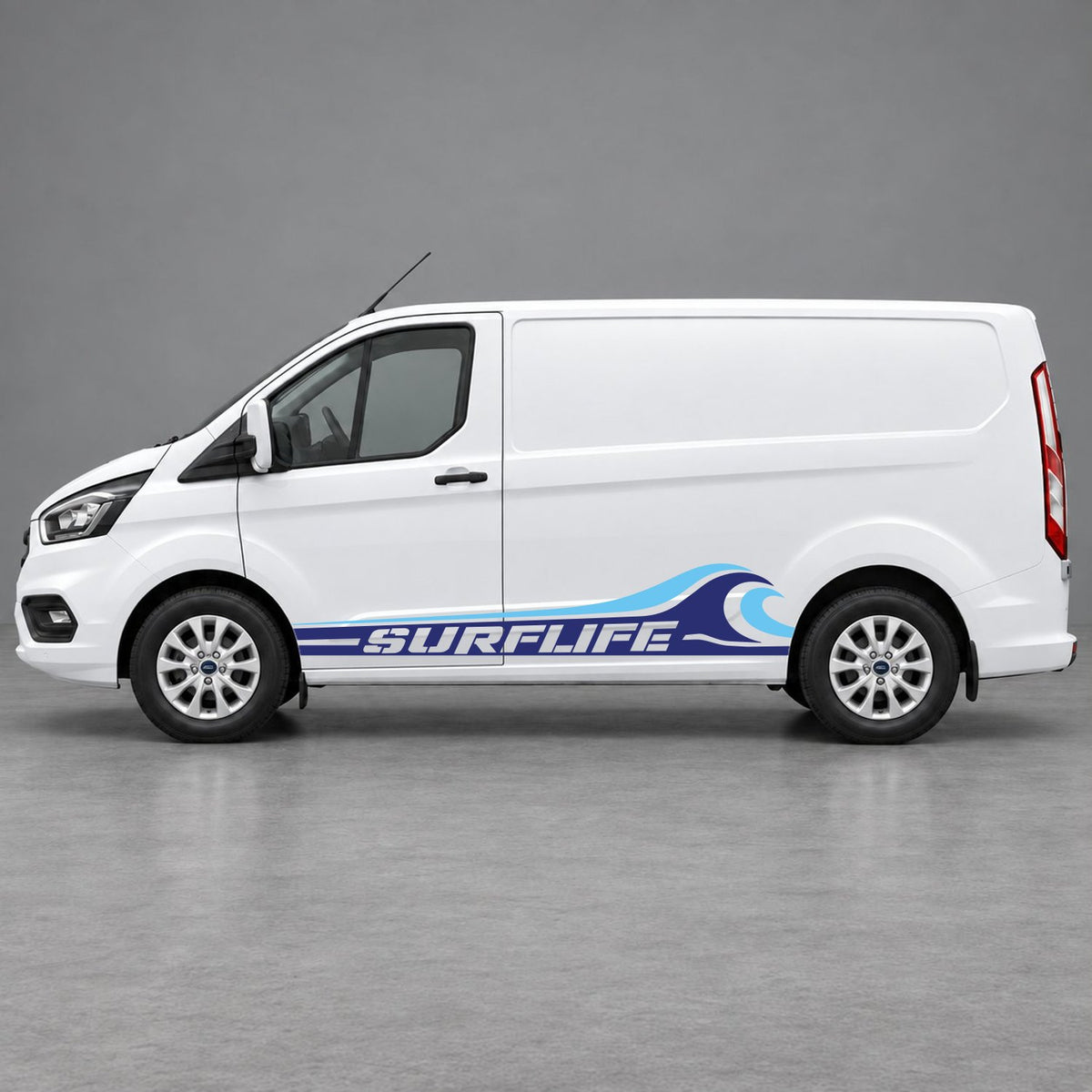 Ford Transit Custom Surflife Wave Side Stripes in Navy Blue & Light Blue