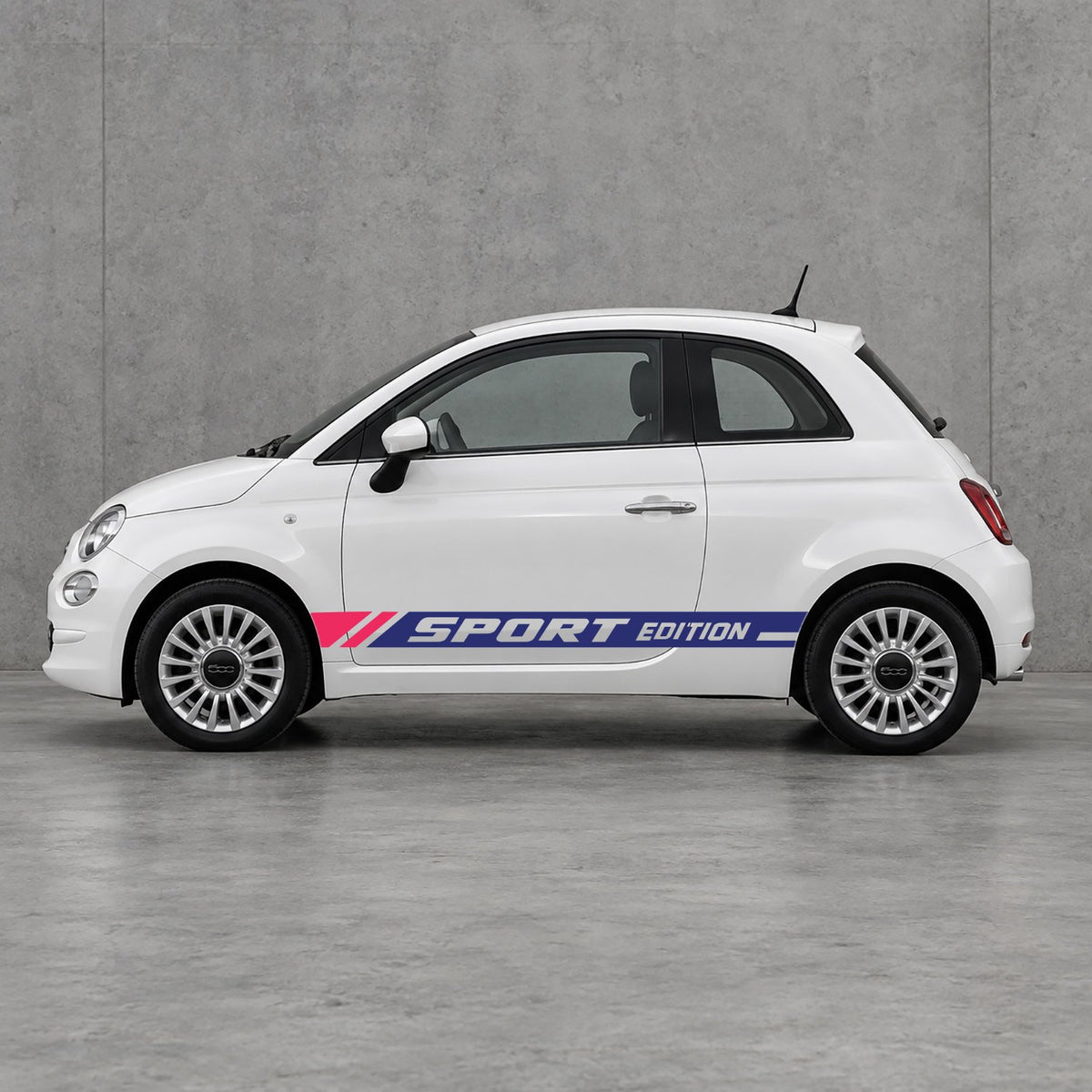 Fiat 500 Sport Edition Side Stripes Kit - Pair Supplied in Navy Blue & Pink