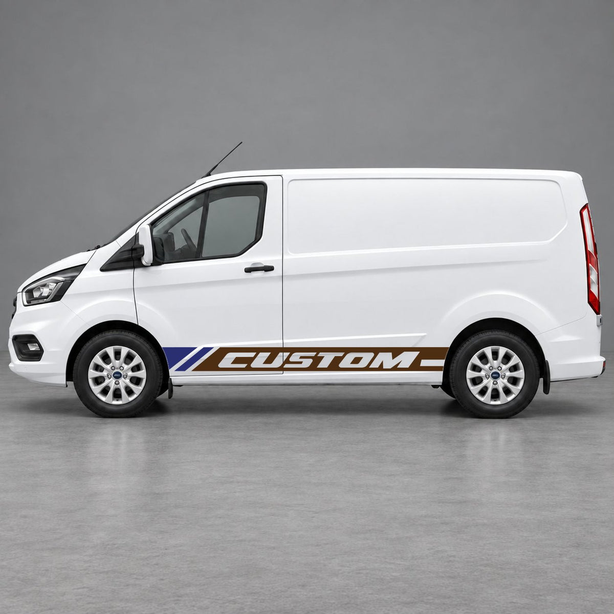 Ford Transit Custom Custom Lower Side Stripes in Brown & Navy Blue