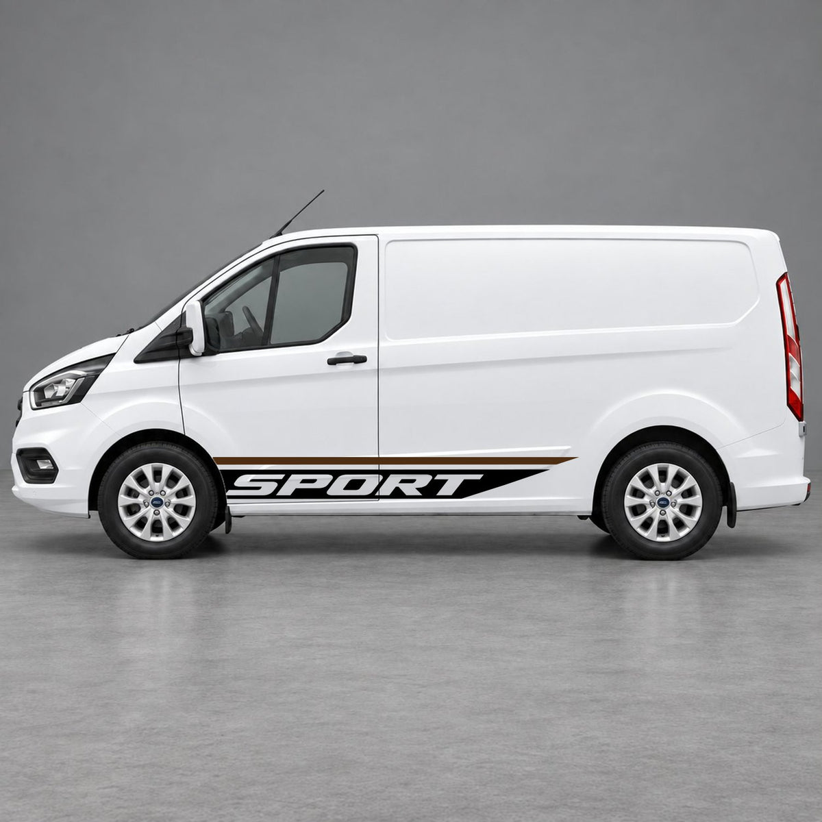 Ford Transit Custom Sport Swoosh Lower Side Stripes in Brown & Black