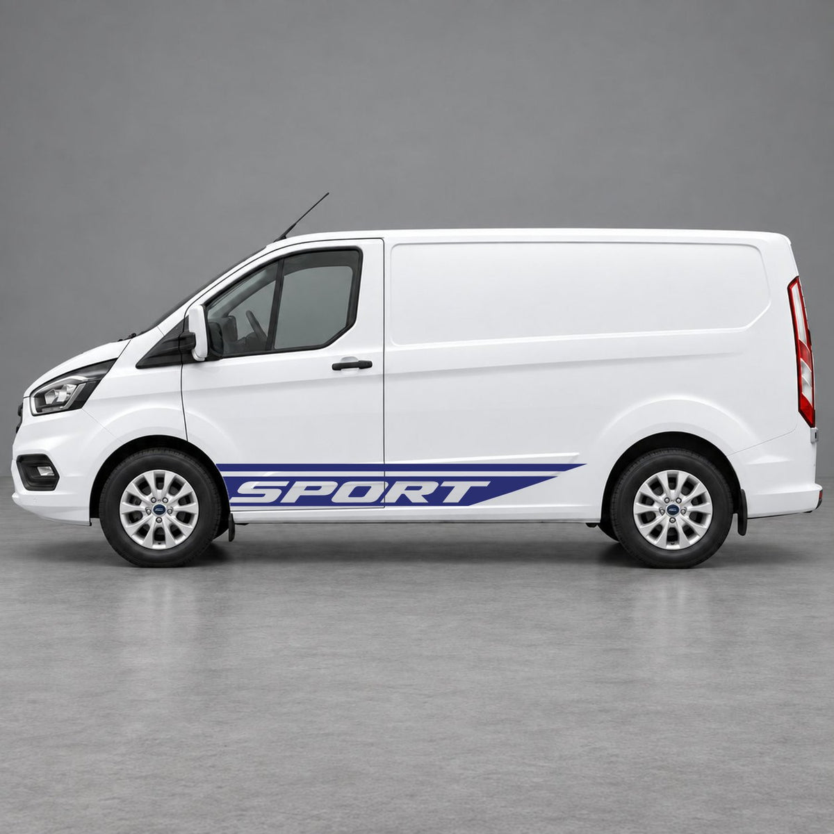 Ford Transit Custom Sport Swoosh Lower Side Stripes in Navy Blue & Navy Blue