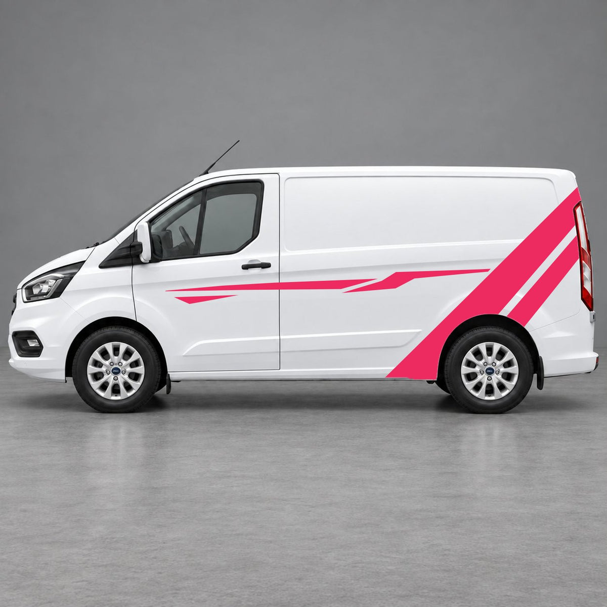 Ford Transit Custom Bold Rear Diagonal Side Stripes in Pink & Pink