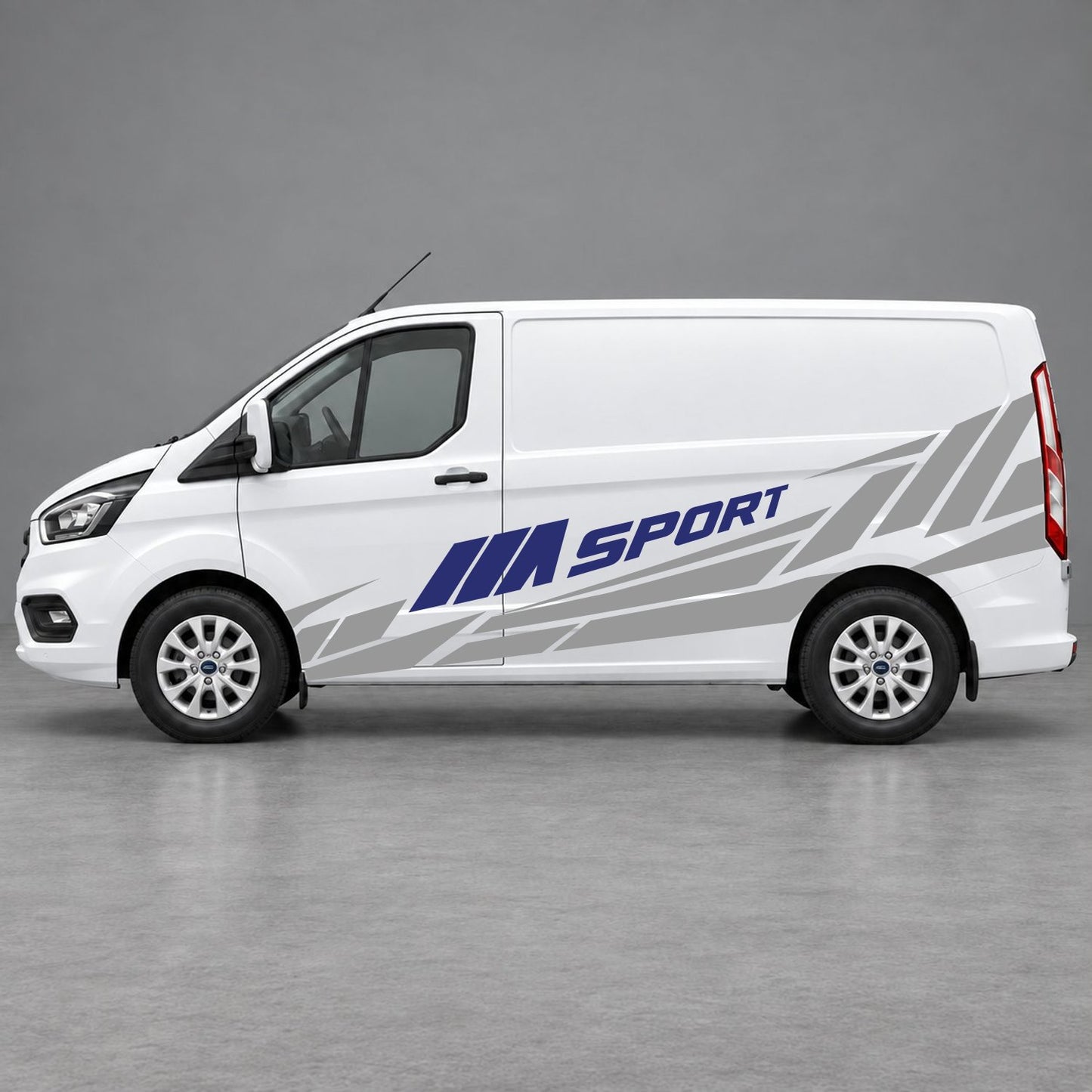 Ford Transit Custom M Sport Racing Side Graphics in Grey & Navy Blue
