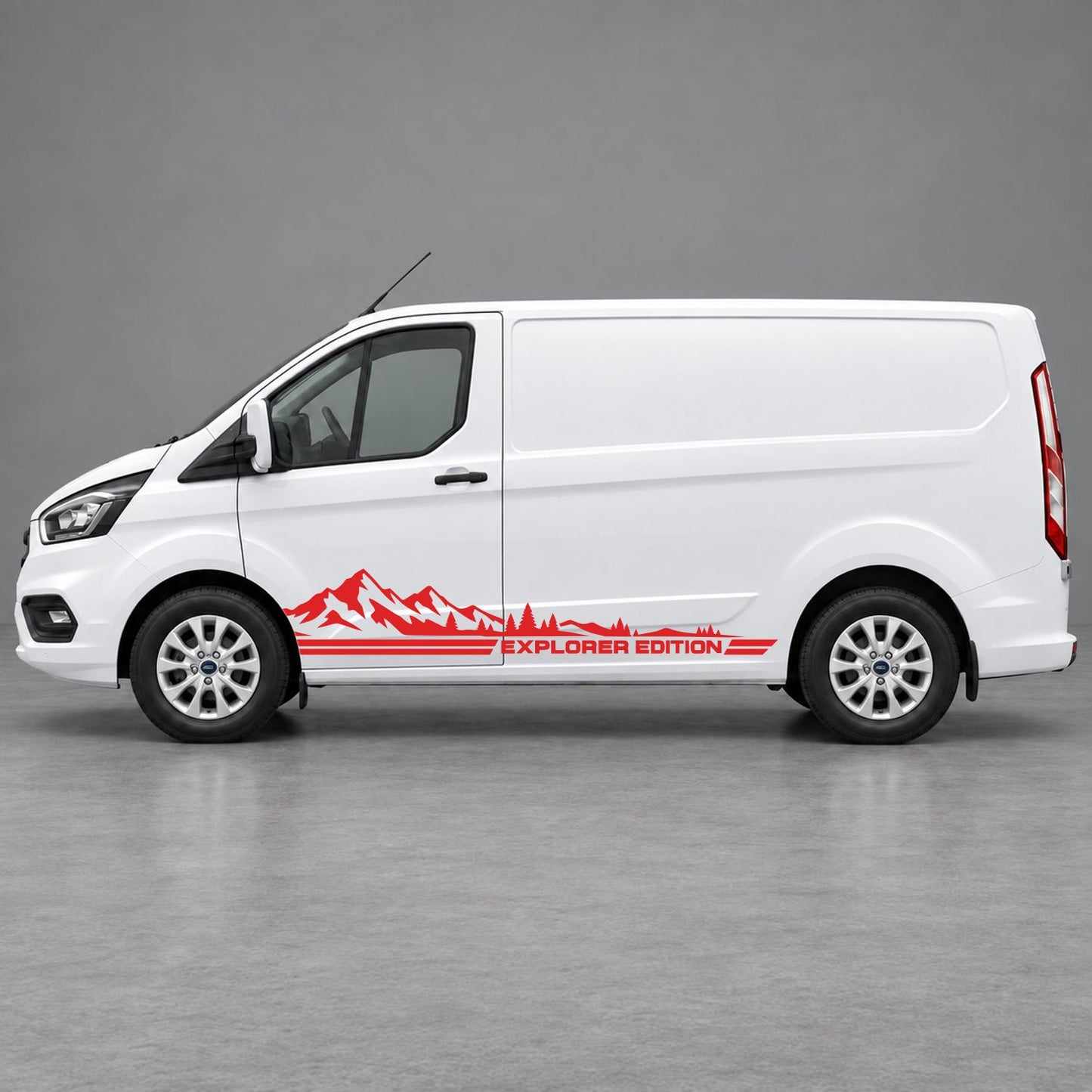 Ford Transit Custom Explorer Edition Mountain Side Stripes in Red