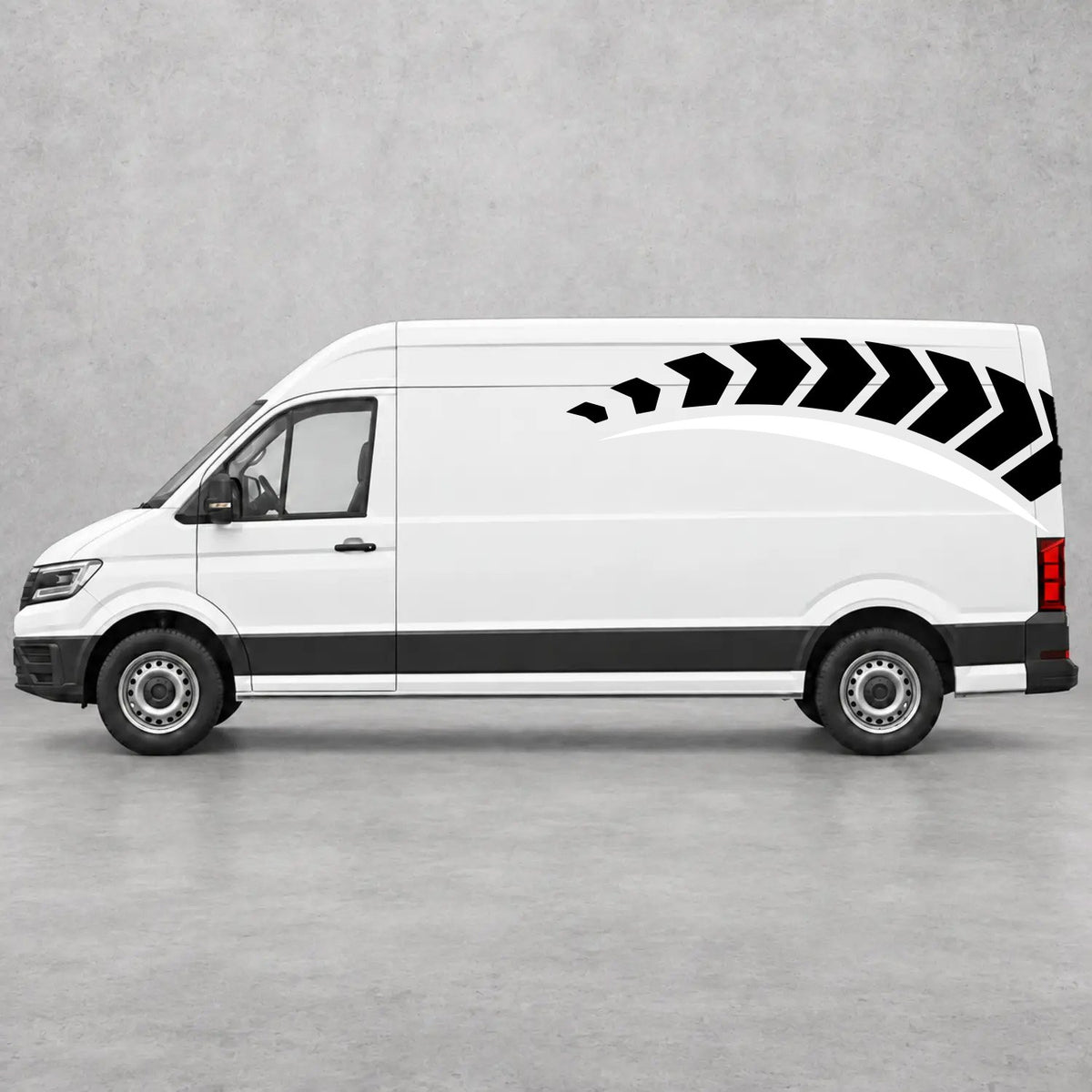 VW Crafter Chevron Track Side Graphics in Black & White