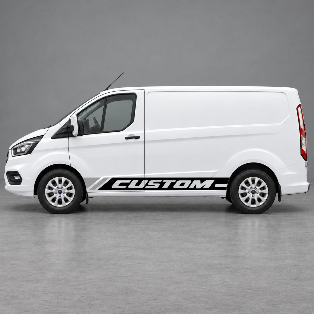 Ford Transit Custom Custom Lower Side Stripes in Black & Grey