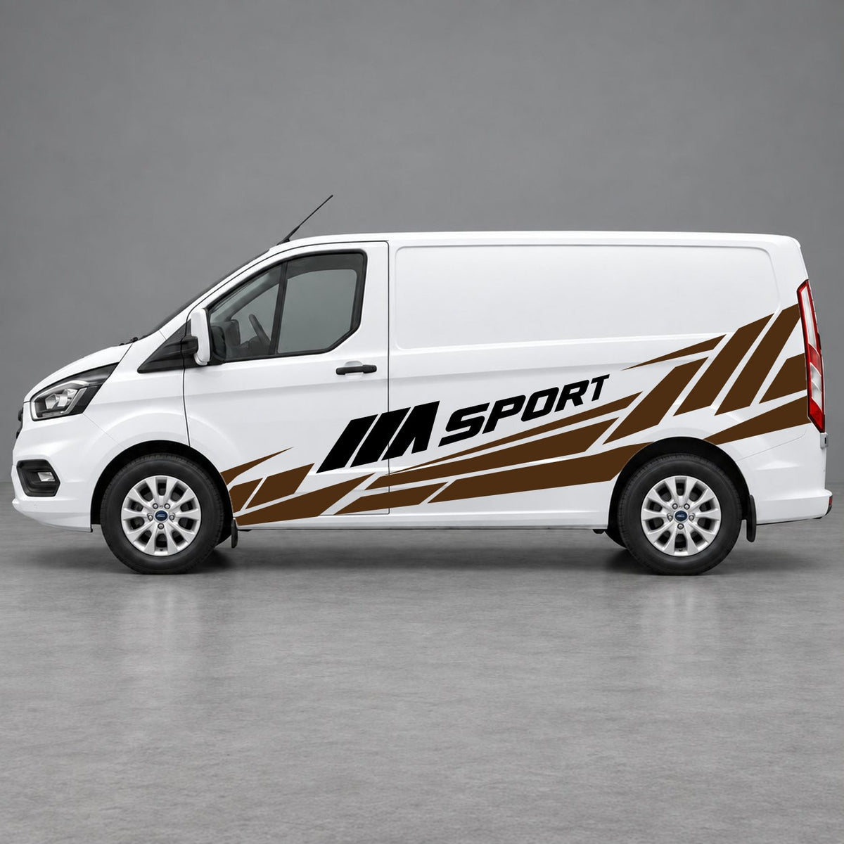 Ford Transit Custom M Sport Racing Side Graphics in Brown & Black