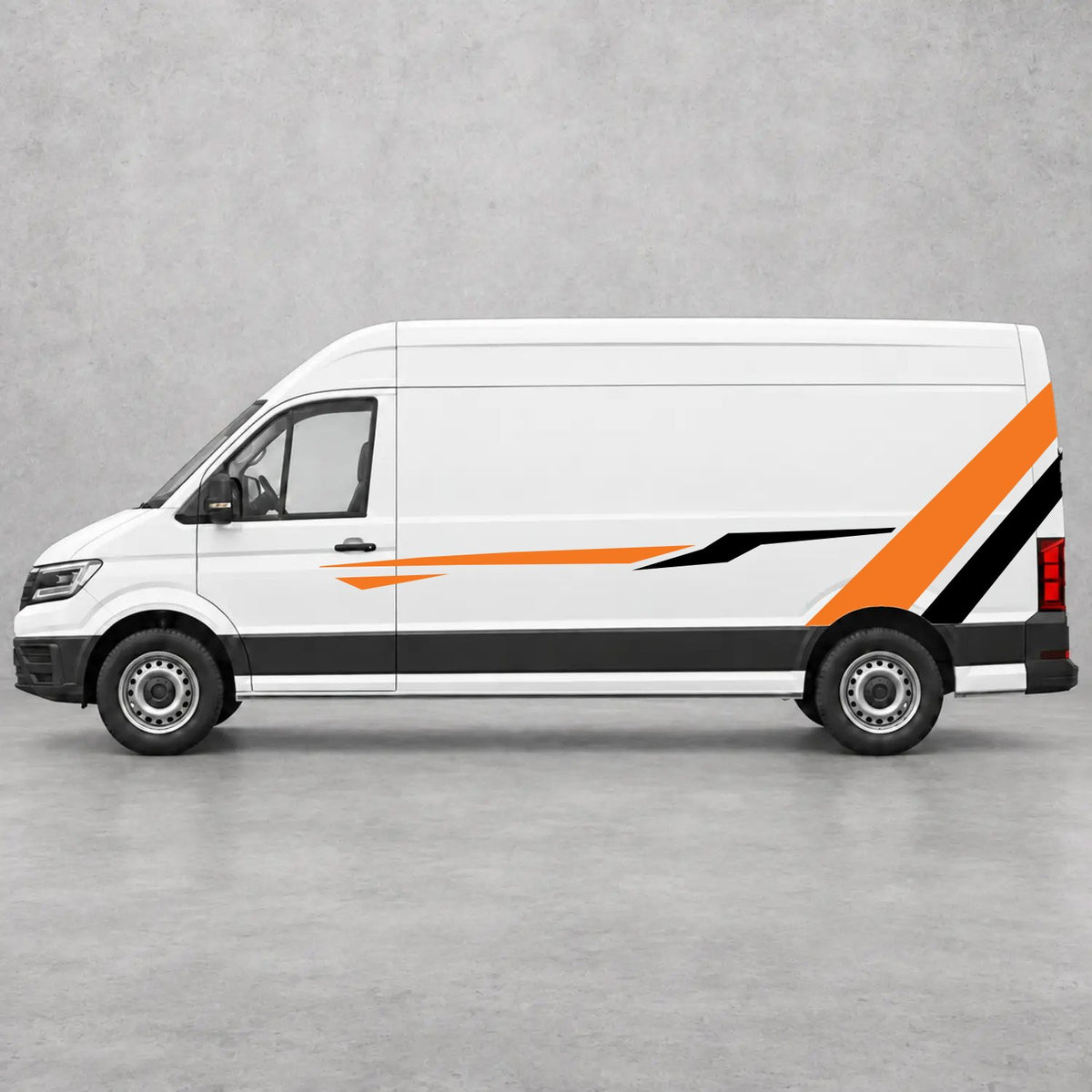 VW Crafter Bold Rear Diagonal Side Stripes in Orange & Black