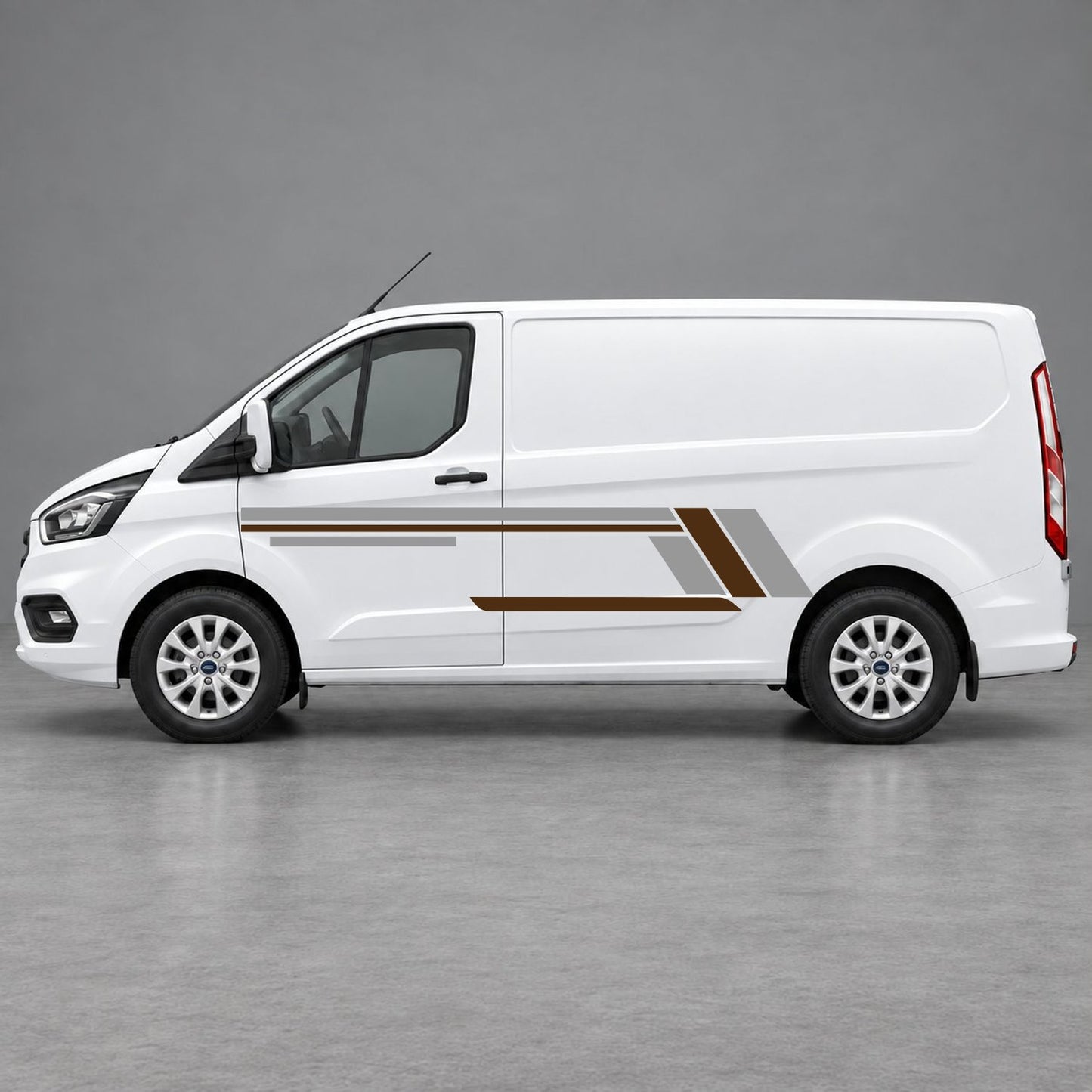 Ford Transit Custom Geometric Outline Side Stripes in Grey & Brown