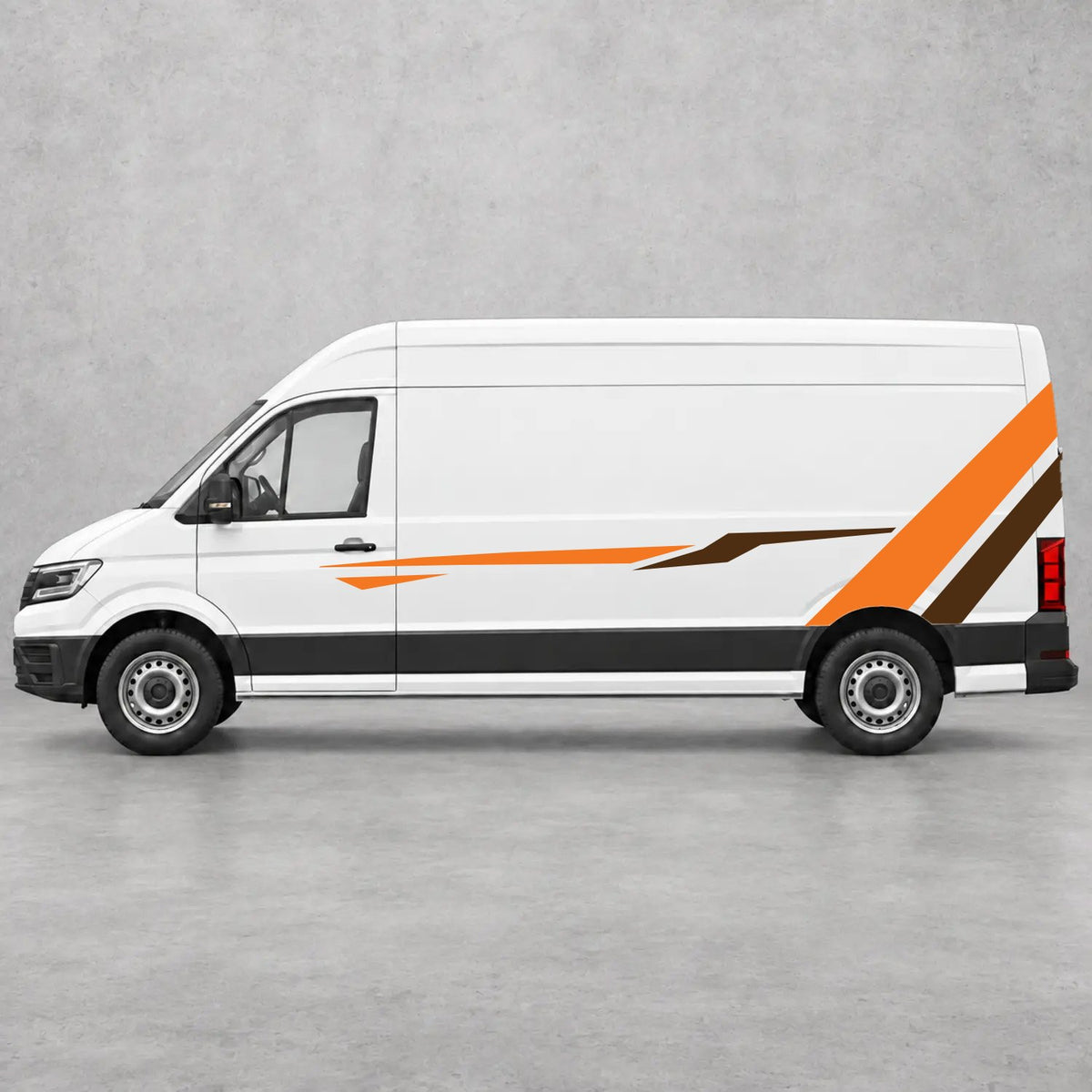 VW Crafter Bold Rear Diagonal Side Stripes in Orange & Brown