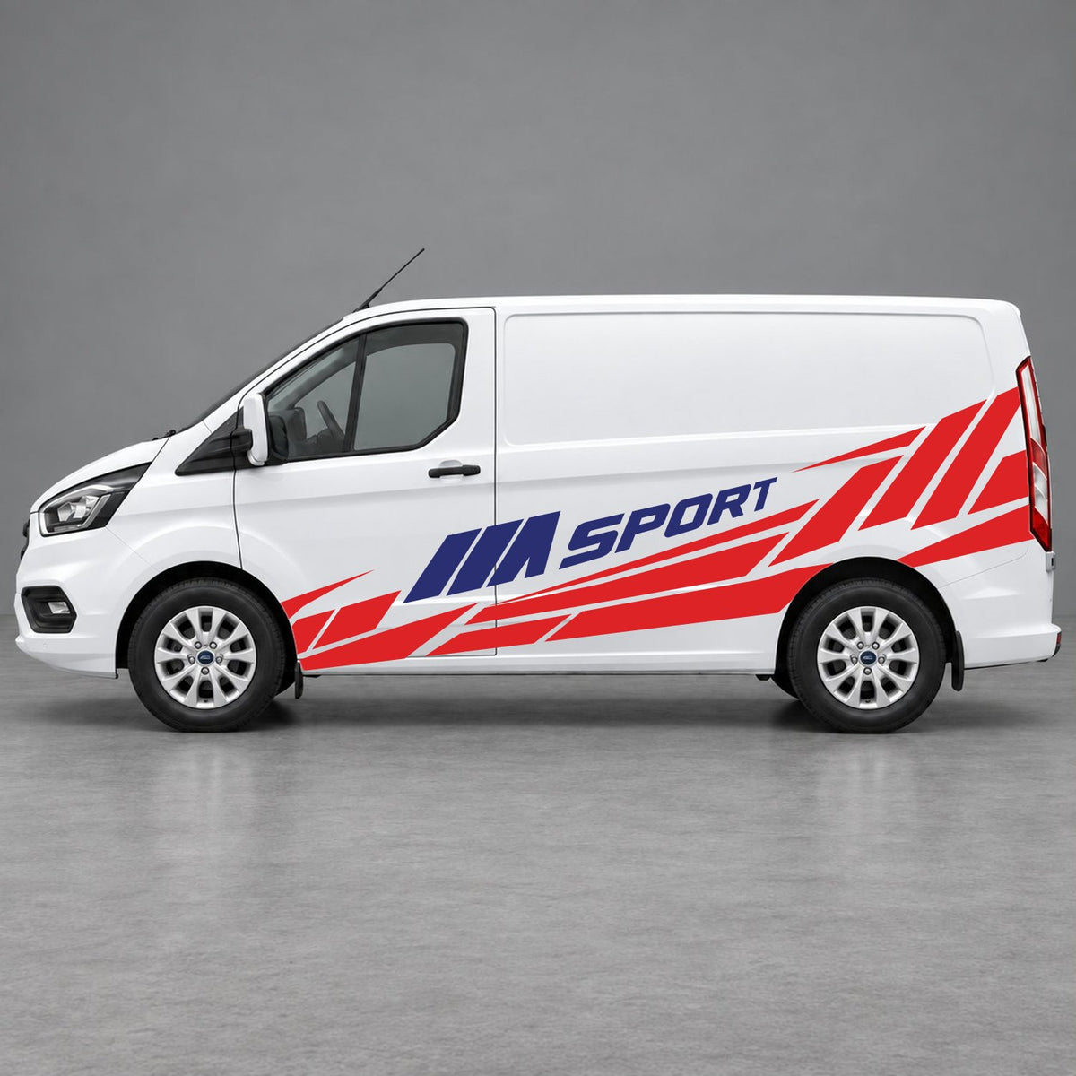 Ford Transit Custom M Sport Racing Side Graphics in Red & Navy Blue