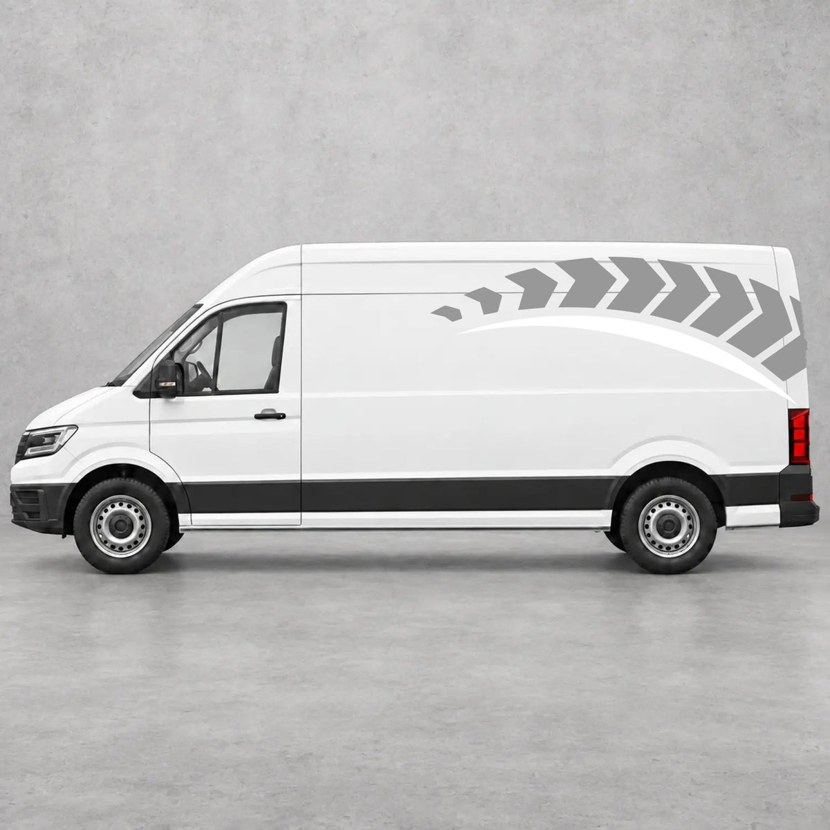 VW Crafter Chevron Track Side Graphics in Grey & White