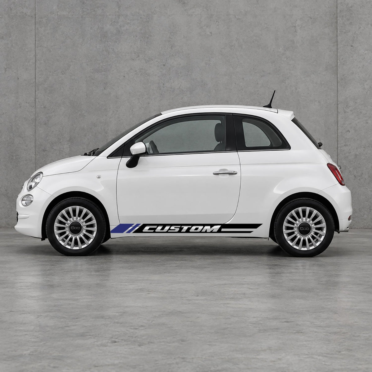 Fiat 500 Custom Lower Side Stripes Kit - Pair Supplied in Black & Navy Blue
