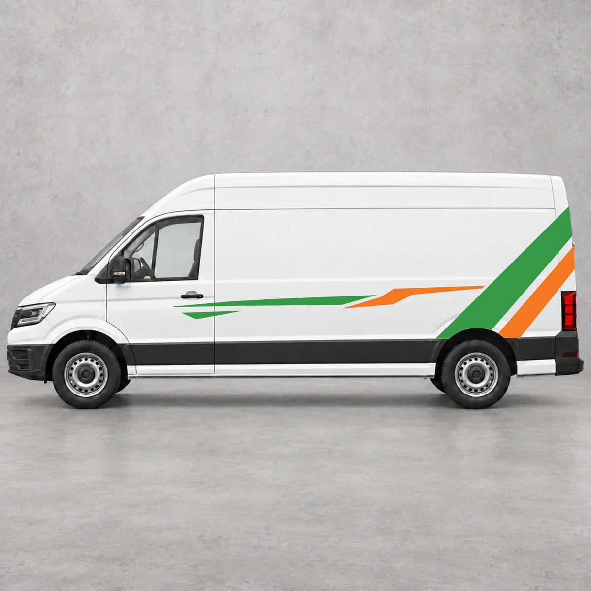 VW Crafter Bold Rear Diagonal Side Stripes in Green & Orange