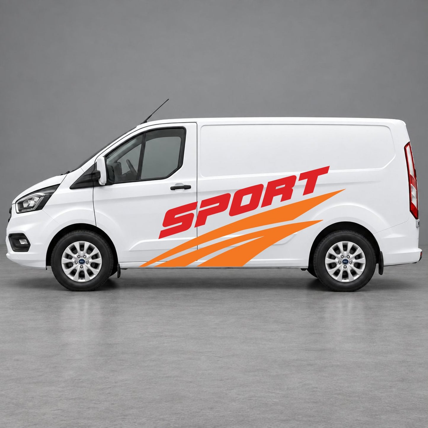 Ford Transit Custom Sport Twin Stripe Side Graphics in Orange & Red