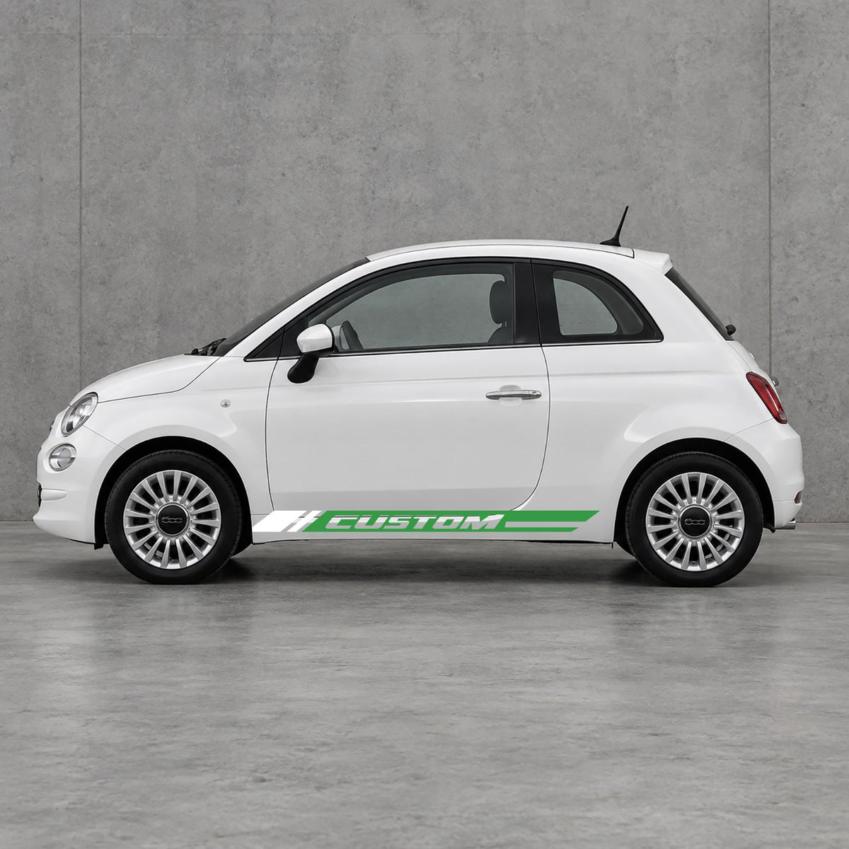 Fiat 500 Custom Lower Side Stripes Kit - Pair Supplied in Green & White