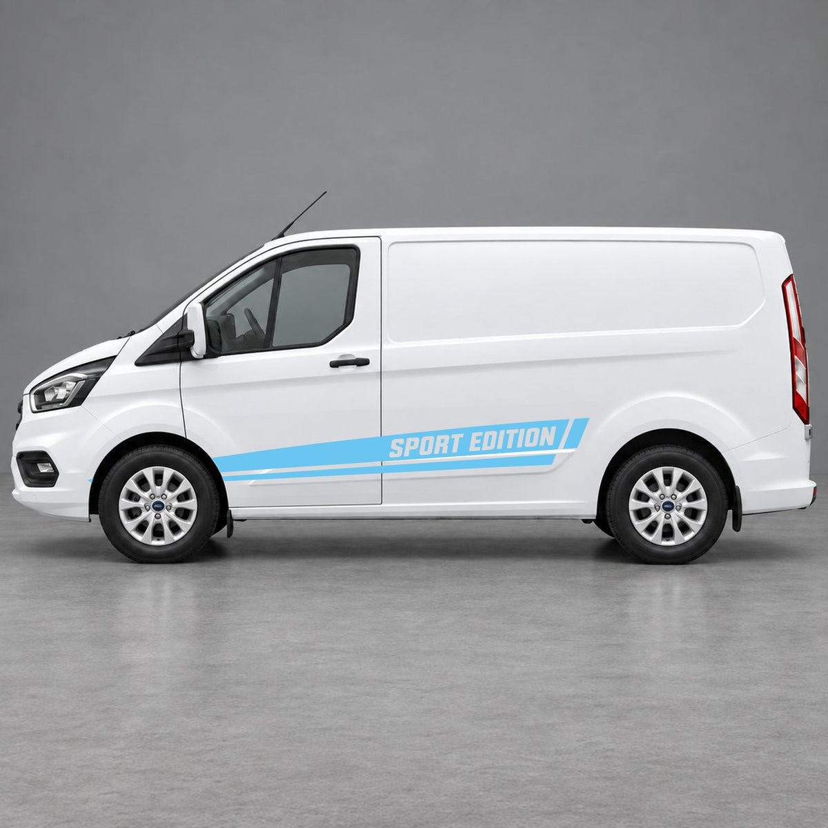 Ford Transit Custom Sport Edition Lower Side Stripes in Light Blue