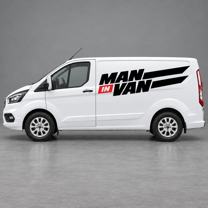 Ford Transit Custom Man in Van Side Stripes in Black & Red