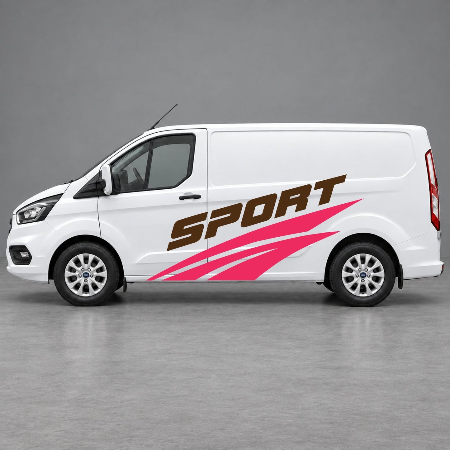 Ford Transit Custom Sport Twin Stripe Side Graphics in Pink & Brown
