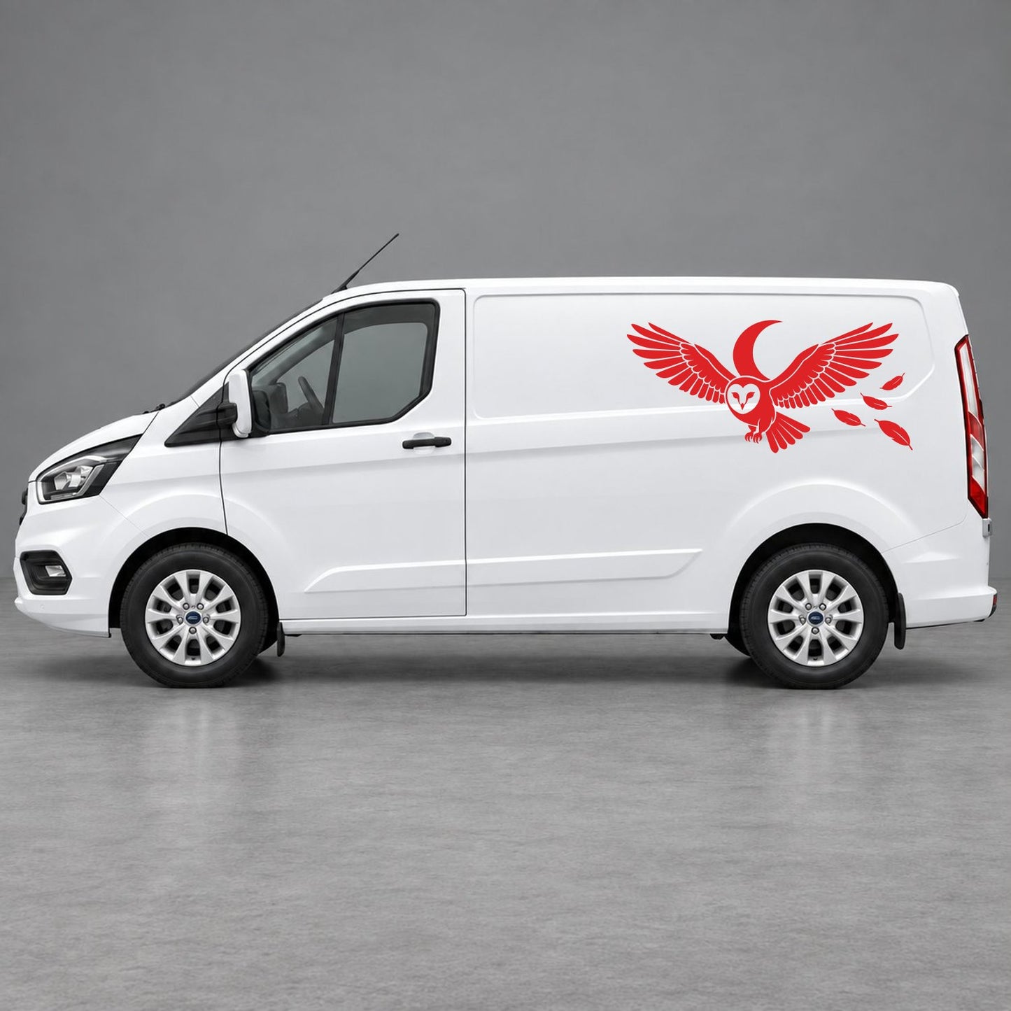 Ford Transit Custom Flying Eagle Side Graphics in Red