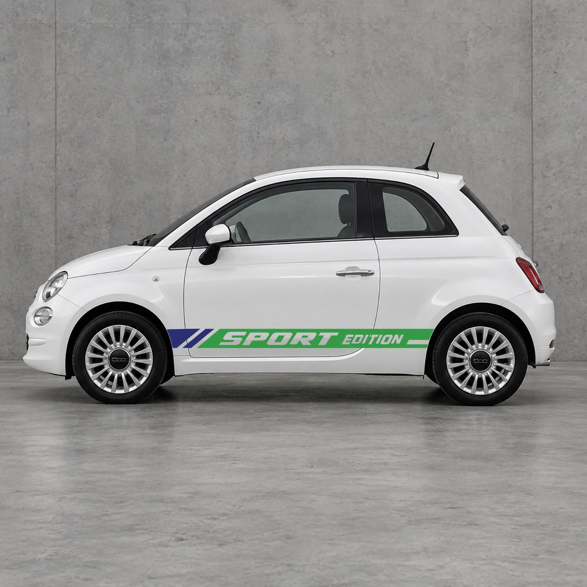 Fiat 500 Sport Edition Side Stripes Kit - Pair Supplied in Green & Navy Blue