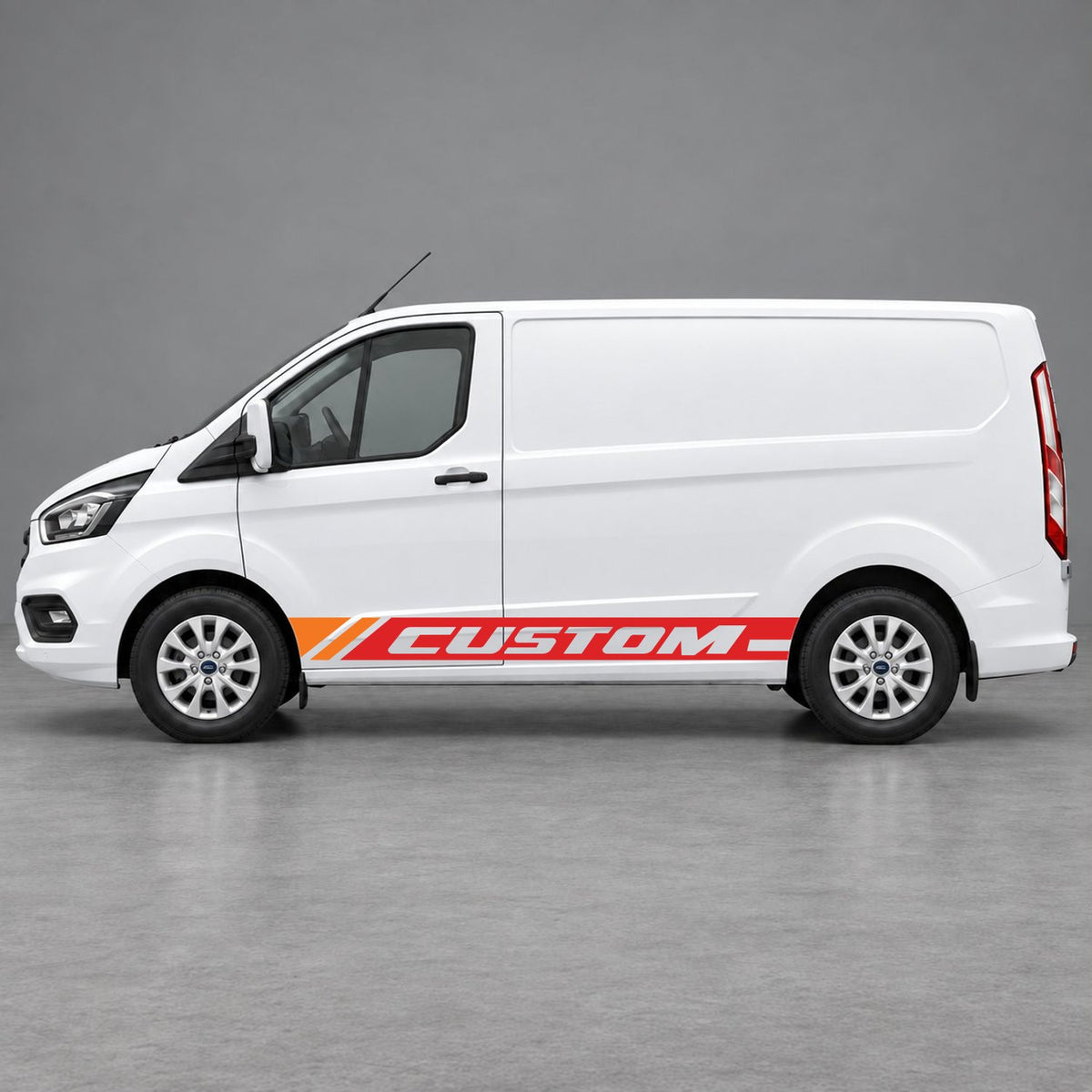 Ford Transit Custom Custom Lower Side Stripes in Red & Orange
