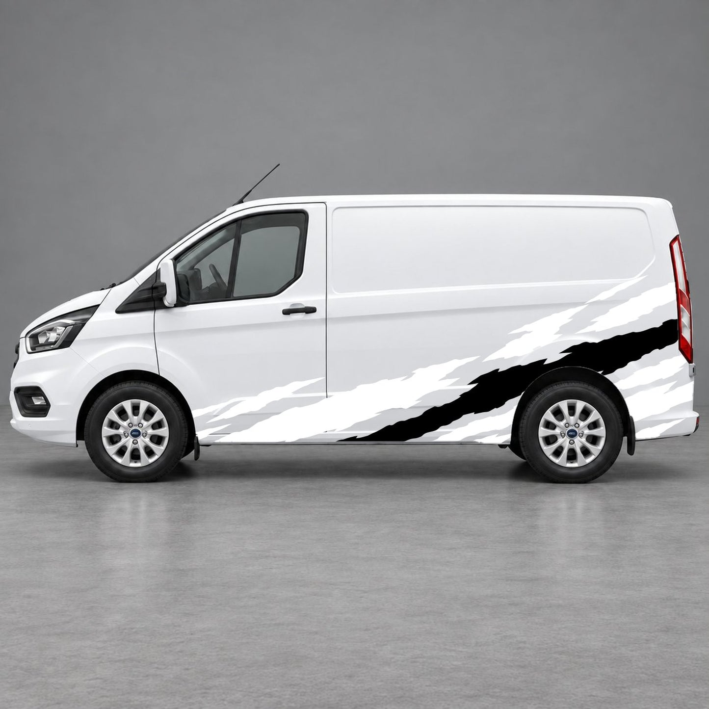 Ford Transit Custom Claw Scratch Side Graphics in White & Black