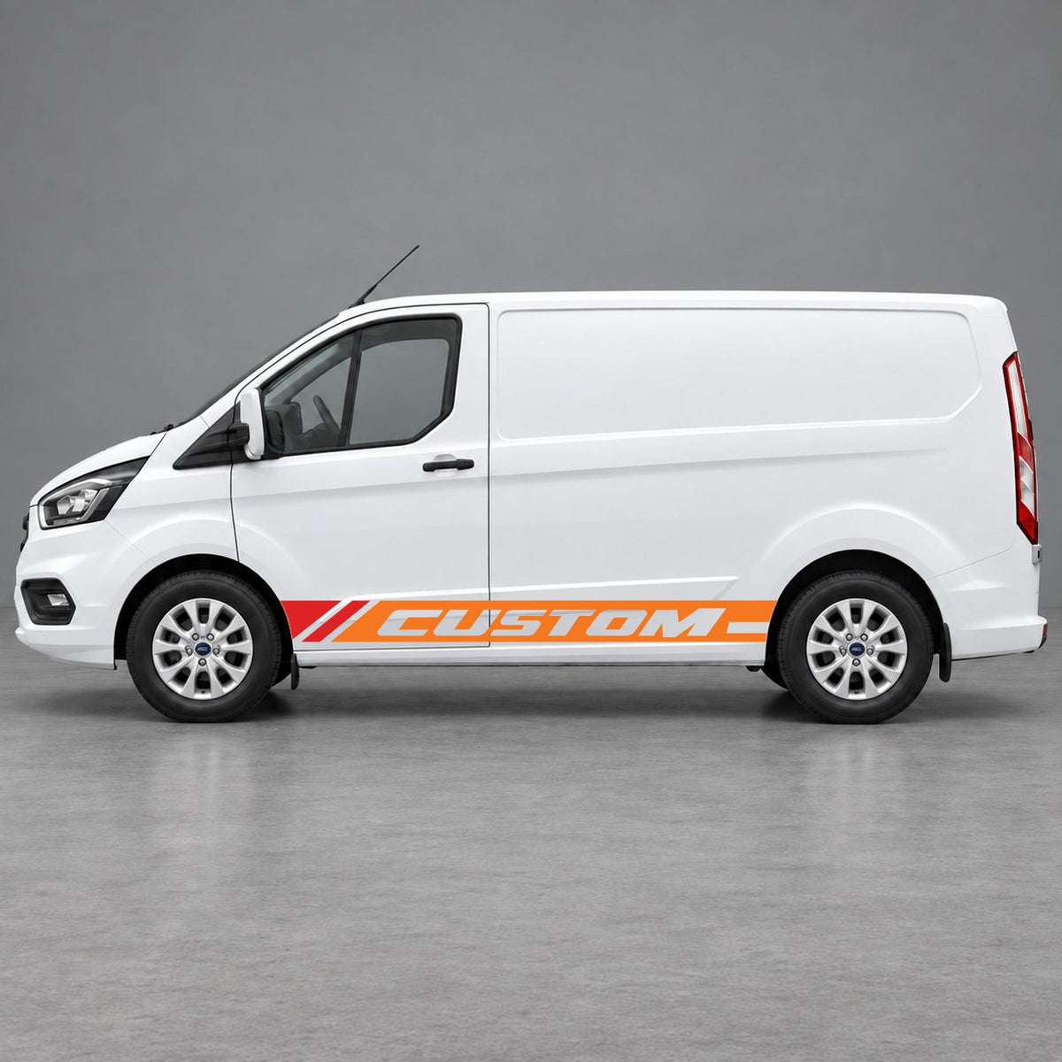 Ford Transit Custom Custom Lower Side Stripes in Orange & Red