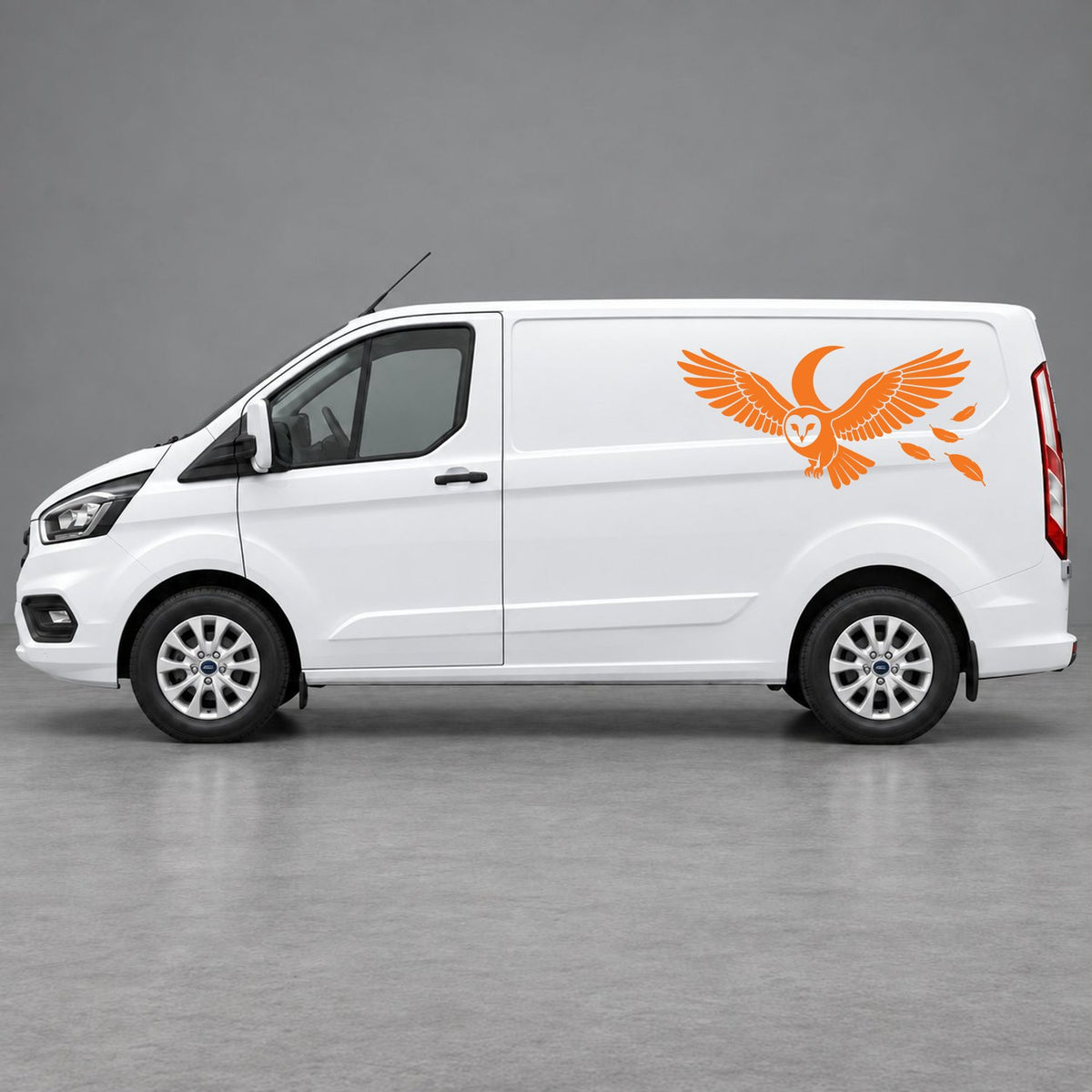 Ford Transit Custom Flying Eagle Side Graphics in Orange