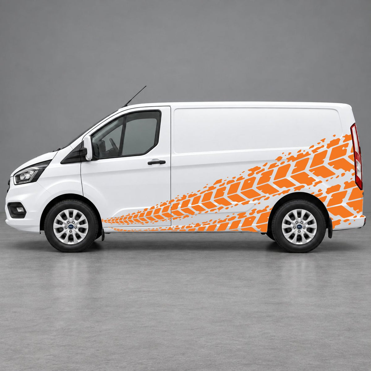 Ford Transit Custom Tyre Tread Side Graphics in Orange