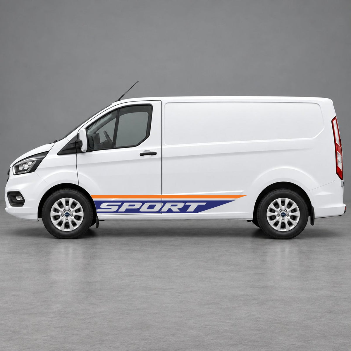 Ford Transit Custom Sport Swoosh Lower Side Stripes in Orange & Navy Blue