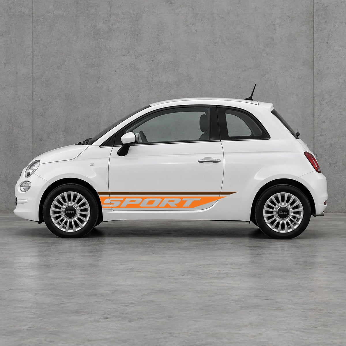 Fiat 500 Sport Lower Side Stripes Kit - Pair Supplied in Brown & Orange