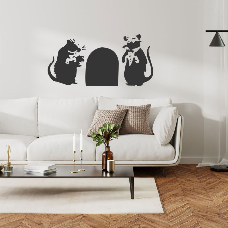 Rats in Hole Wall Art Sticker Decal - Banksy