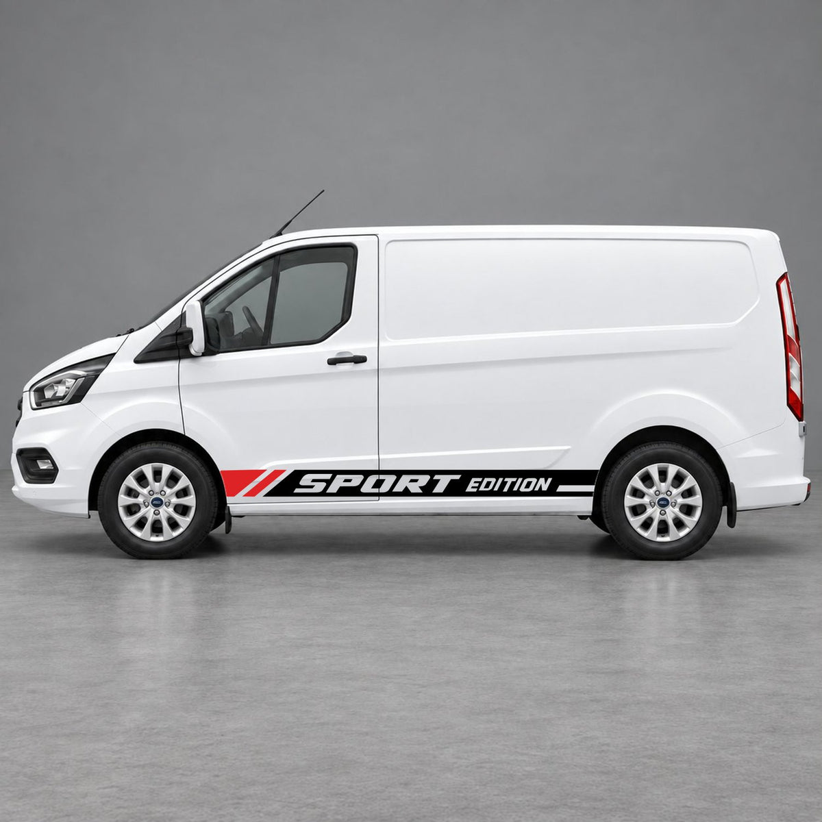 Ford Transit Custom Sport Edition Lower Side Graphics in Black & Red