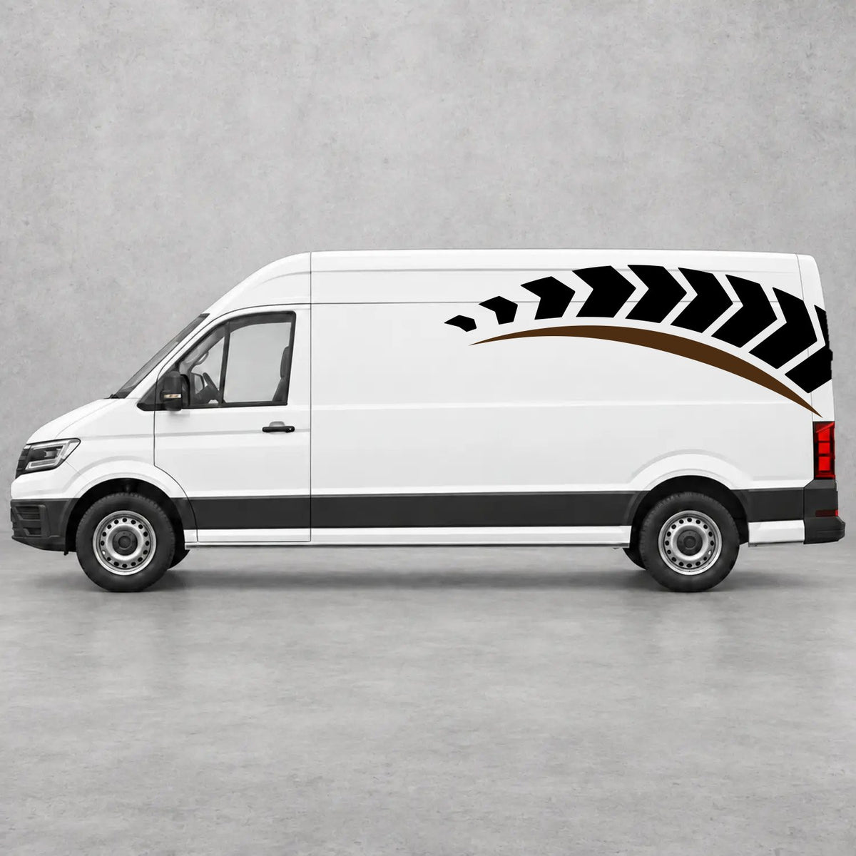 VW Crafter Chevron Track Side Graphics in Black & Brown