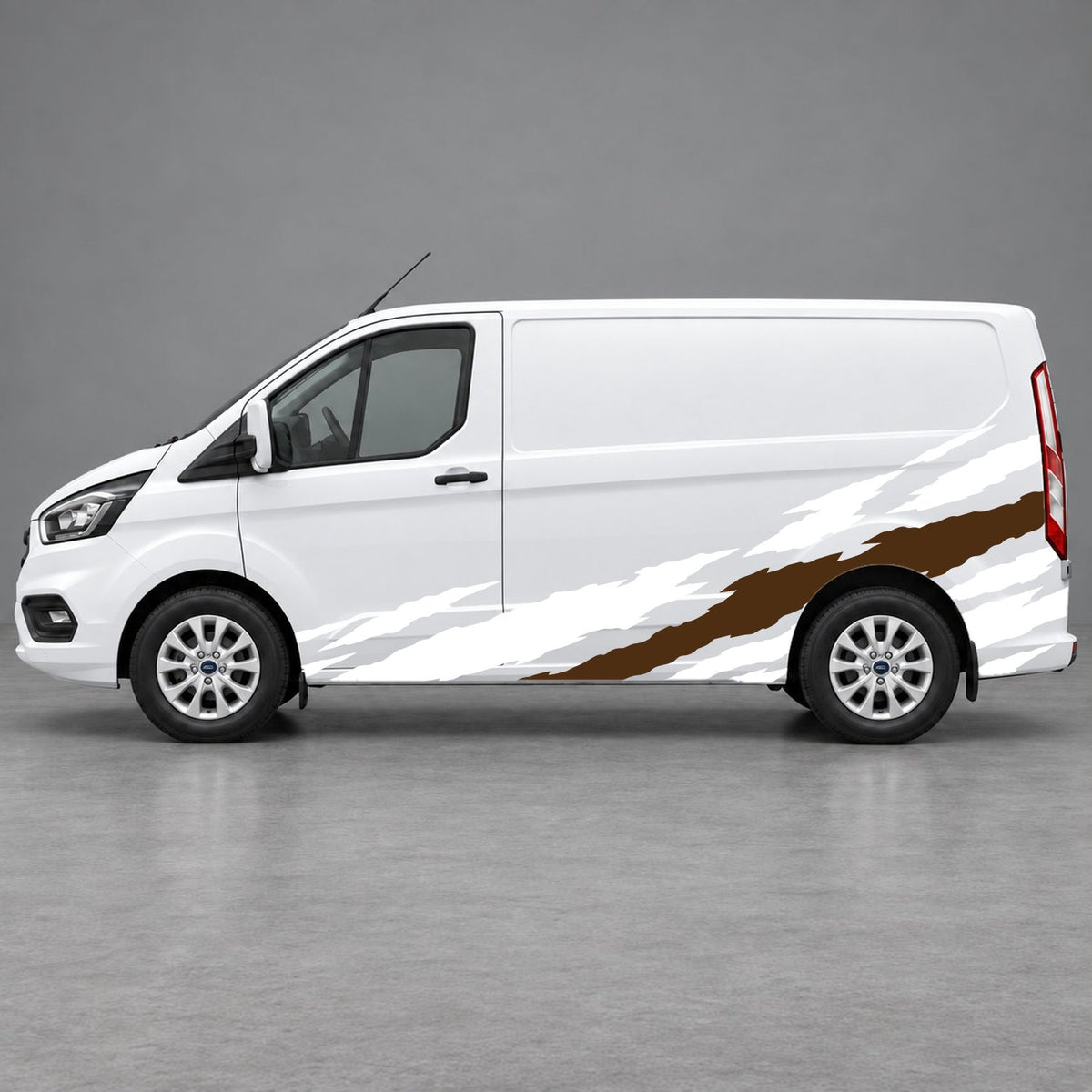 Ford Transit Custom Claw Scratch Side Graphics in White & Brown