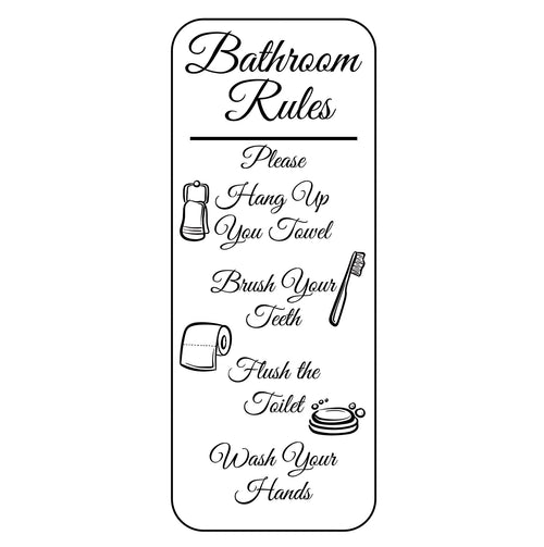 Bathroom Rules Tall Plaque WC Wall Sticker & Decal